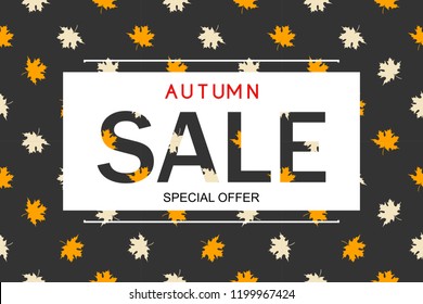 Abstract Vector Illustration Autumn Sale Background with Falling Autumn Leaves. EPS10