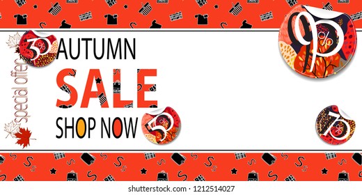 Abstract Vector Illustration Autumn Sale Background with Autumn forest.