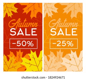 Abstracto Vector Ilustración Cartel de venta de otoño con hojas de otoño en caída