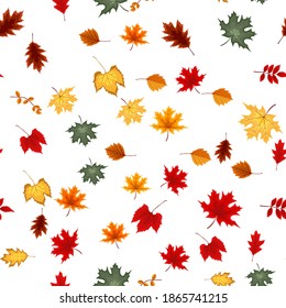 Abstract Vector Illustration Autumn Seamless Pattern Background with Falling Autumn Leaves. EPS10