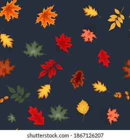 Resumen Vector Ilustración Otoño Fondo de patrón sin problemas con hojas otoñales en caída