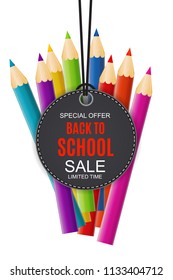 Abstract Vector Illustration Back to School Sale Background with Falling Autumn Leaves. EPS10