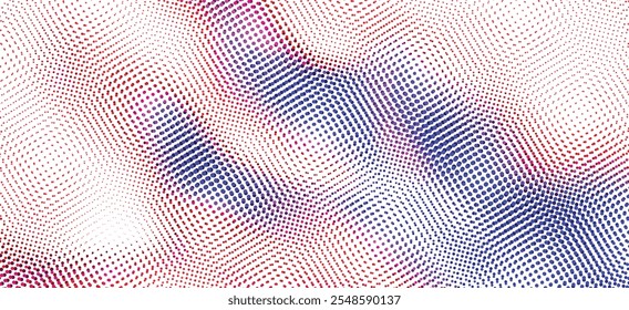 Fundo de ilustração vetorial abstrata: Textura colorida de gradação de pontos. Plano de fundo de gradiente de meio-tom retro.