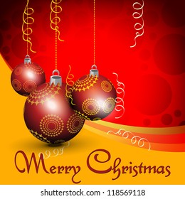 Abstract vector  illustration background with Christmas balls, and snowflakes in shiny color.