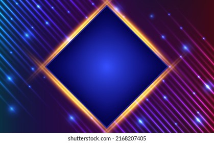 Abstract vector illustration background with colorful shining lines and square banner for minimal cover design