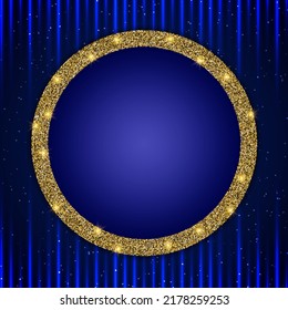 Abstract vector illustration background with colorful shining lines with golden round banner for minimal cover design