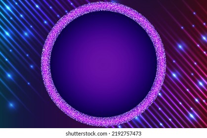 Resumen de fondo de ilustración vectorial con líneas brillantes coloridas y banner redondo brillante para un diseño de cubierta mínimo