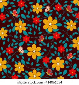 Abstract vector illustration background with decorative flowers