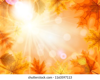 Abstract Vector Illustration Background with Falling Autumn Leaves. EPS10