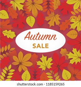 Abstract Vector Illustration Background with Falling Autumn Leaves