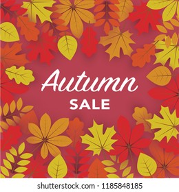 Abstract Vector Illustration Background with Falling Autumn Leaves
