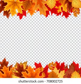 Abstract Vector Illustration Background with Falling Autumn Leaves on Transparent Background. EPS10