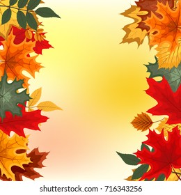 Abstract Vector Illustration Background with Falling Autumn Leaves. EPS10