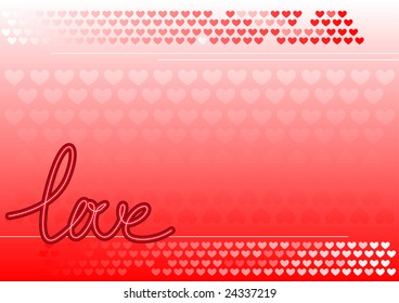 Abstract vector illustration of a background with hearts and love