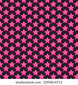 Abstract vector illustration. Vktroé background with pink stars spread across the surface. Repeating star,3D effect.Pink star on a black background. Background for web and presentation,fabric,pattern
