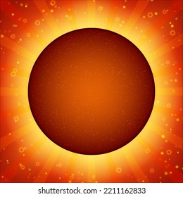 Abstract vector illustration background with shining beams of light and round banner for minimal cover design
