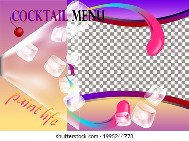 Abstract vector illustration banner for information message in cafes and restaurants. Cocktail menu.