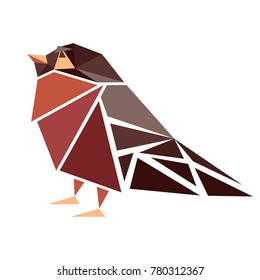 Abstract vector illustration. Bird in low-poly style. Polygonal animal