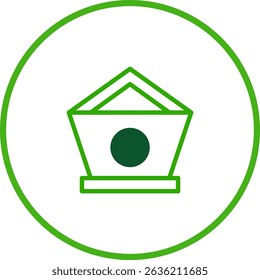 Abstract vector illustration of birdhouse with a circle isolated over white background