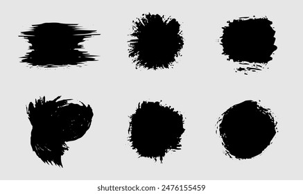 Ilustración vectorial Abstractas de pinceladas negras sobre un fondo blanco