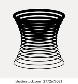 Abstract vector illustration of a black spiral design forming a cylindrical shape against a white background, creating a sense of depth and movement.