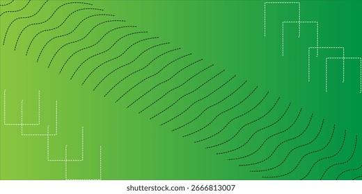 Abstract vector illustration with black wave lines and white geometric lines on a green background, modern, minimal, and decorative.beautiful