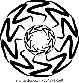 abstract Vector illustration, black and white radial style. Simple and attractive mosaic type