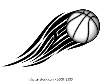 Abstract vector illustration black and white basketball ball and tribal wing . Design for tattoo or print t-shirt .