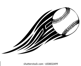 Abstract vector illustration black and white baseball ball with tribal wing. Design for tattoo or print t-shirt.