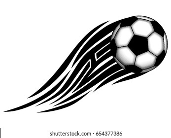 Abstract vector illustration black and white football (soccer) ball and tribal wing . Design for tattoo or print t-shirt .