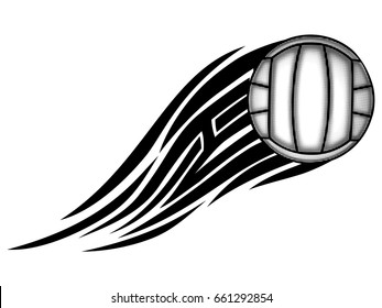 Abstract vector illustration black and white volleyball ball and tribal wing . Design for tattoo or print t-shirt .