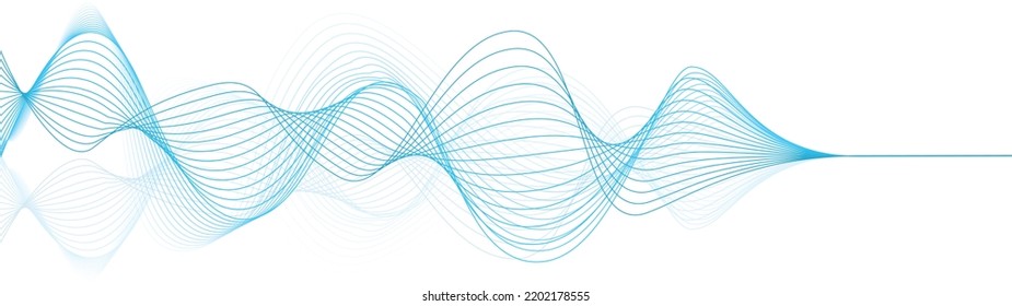 abstract vector illustration of blue colored wave lines on white background
