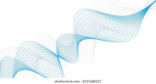 Ilustración vectorial abstracta de líneas de onda de color azul sobre fondo blanco