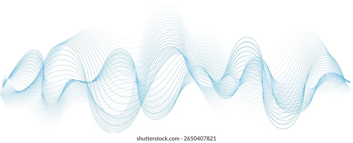 Ilustración vectorial abstracta de líneas de onda de color azul de fondo