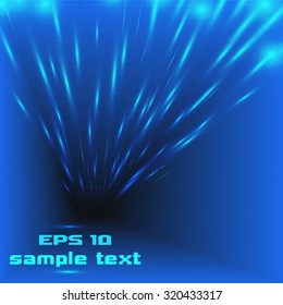 abstract vector illustration of  blue corridor, flying lights