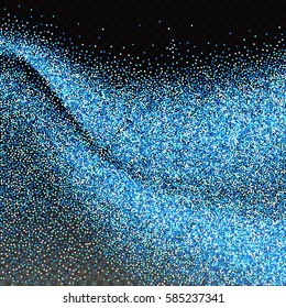 Abstract vector illustration of blue glitter stream. 