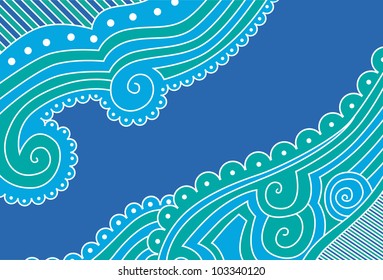 Abstract vector illustration of blue and green waves