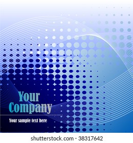 Abstract vector illustration of a blue halftone background with lines