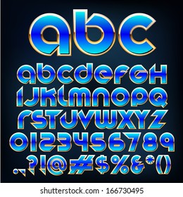 Abstract vector illustration of a blue metallic font