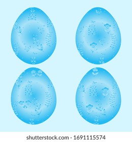 Abstract vector illustration with blue tones easter eggs on a bluish background.