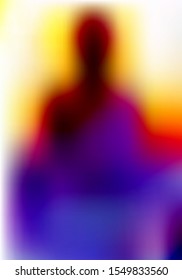 Abstract Vector Illustration with Blurred Silhouette of Buddha. Colorful  Background