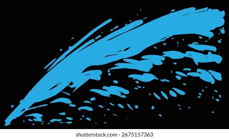 Abstrakte Vektorgrafik von kräftigen blauen, weit reichenden Malstrichen auf schwarzem Hintergrund, die eine dynamische und ausdrucksstarke künstlerische Textur erzeugen.