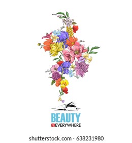 Abstract vector illustration of book and flowers.