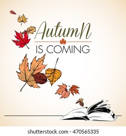 Abstract vector illustration of book and leaves.