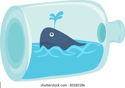 Abstract vector illustration of  bottle with fish