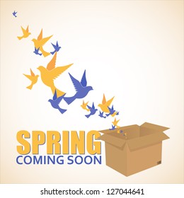 Abstract vector illustration of box and birds.