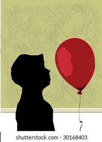 abstract vector illustration of boy and balloon