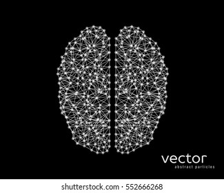 Abstract vector illustration of brain on black background.