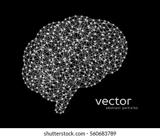 Abstract vector illustration of brain on black background.