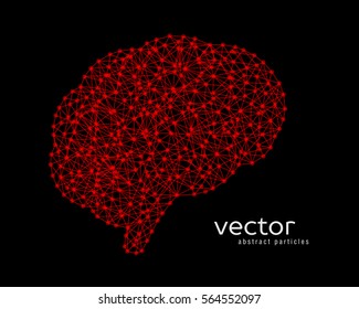 Abstract vector illustration of brain on black background.